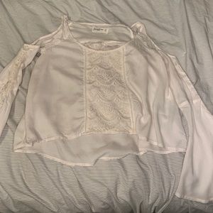 White Abercrombie and Fitch Cut Long Sleeve Blouse